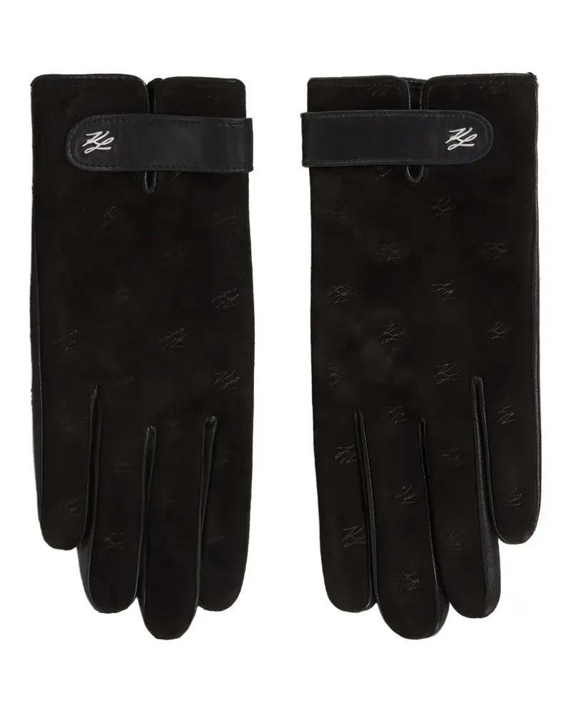 Karl Lagerfeld K/Autograph Handschuhe aus Wildleder - Schwarz Schwarz