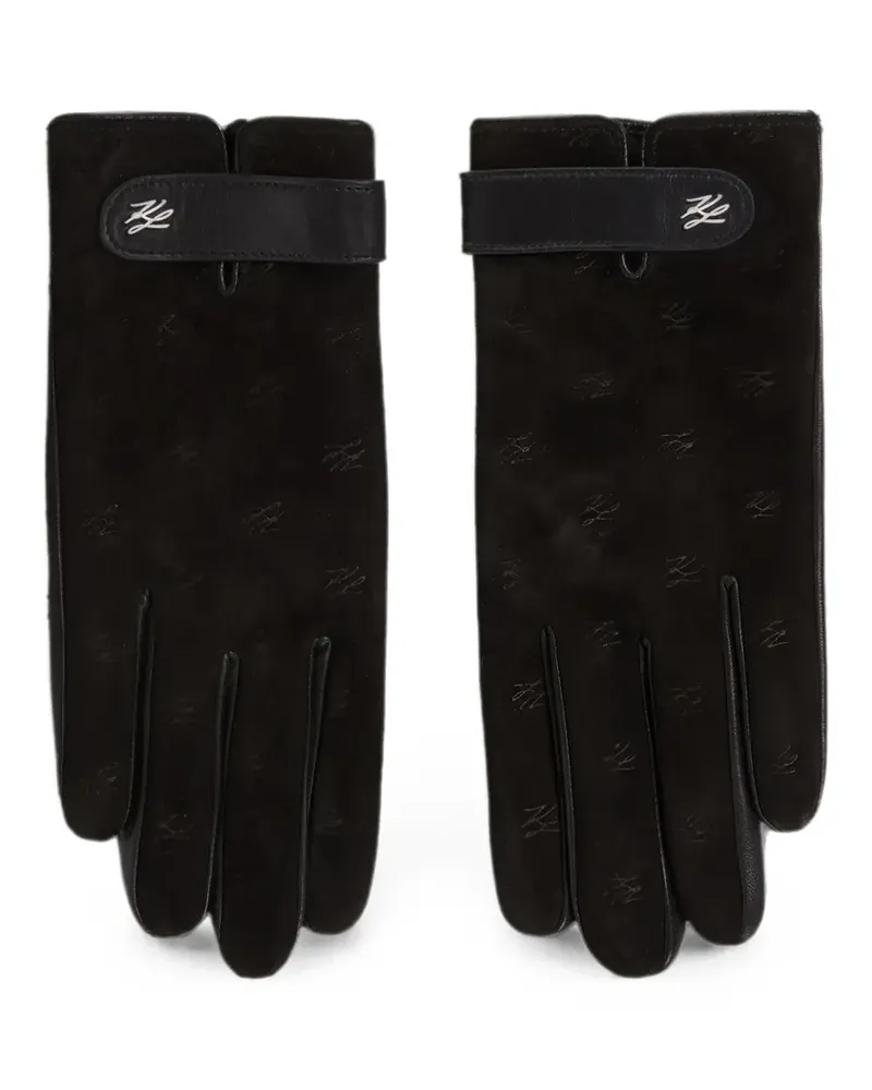 Karl Lagerfeld K/Autograph suede gloves - Schwarz Schwarz