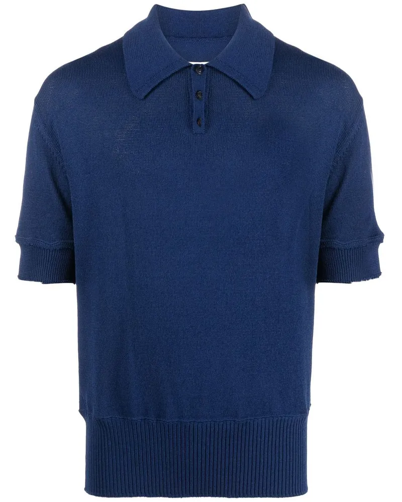 Maison Margiela Gestricktes Poloshirt mit Ziernähten - Blau Blau