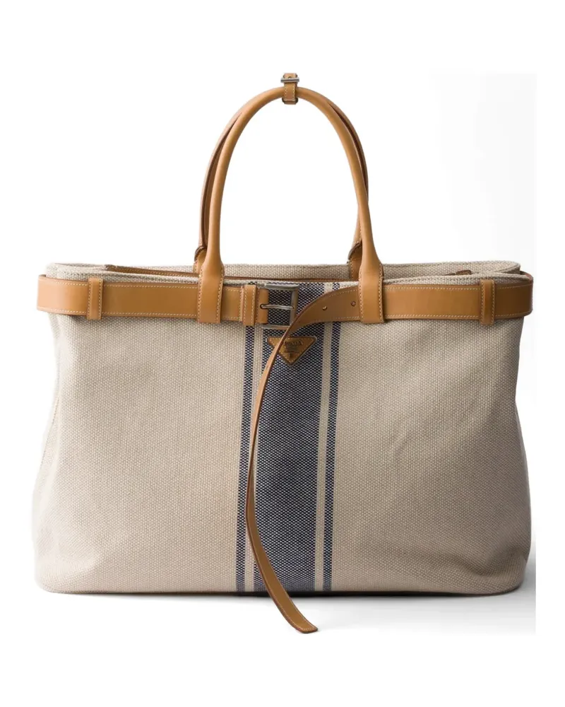 Prada Buckle canvas and leather bag - Nude Nude