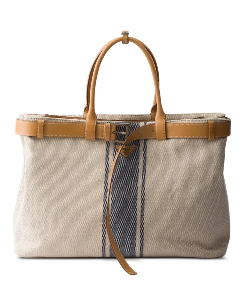 Prada Buckle canvas and leather bag - Nude Nude
