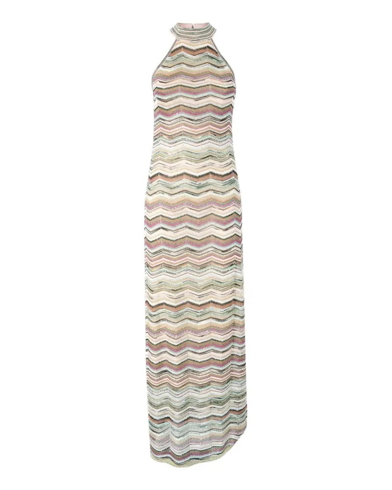 Missoni zigzag-knit halterneck dress - Nude Nude