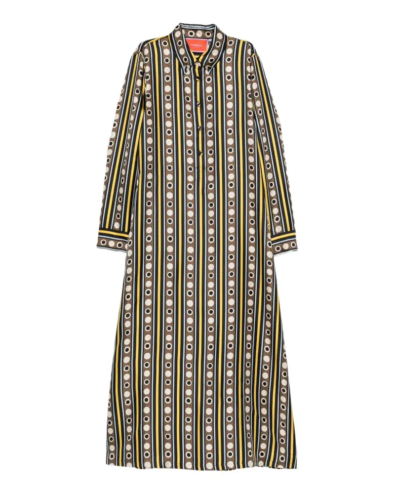 La DoubleJ Geknöpftes Chemise Swing Maxikleid - Braun Braun
