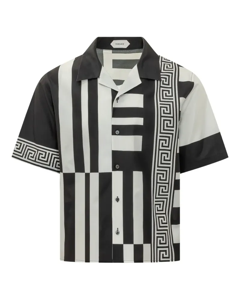 Versace Hemd aus Baumwollseide mit Print - Schwarz Schwarz