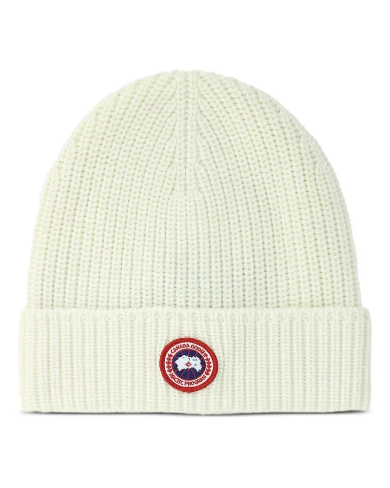 Canada Goose Gerippte Beanie mit Logo - Nude Nude