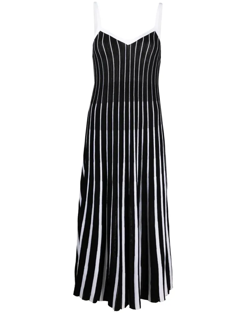 RED Valentino Gestreiftes Midikleid - Schwarz Schwarz
