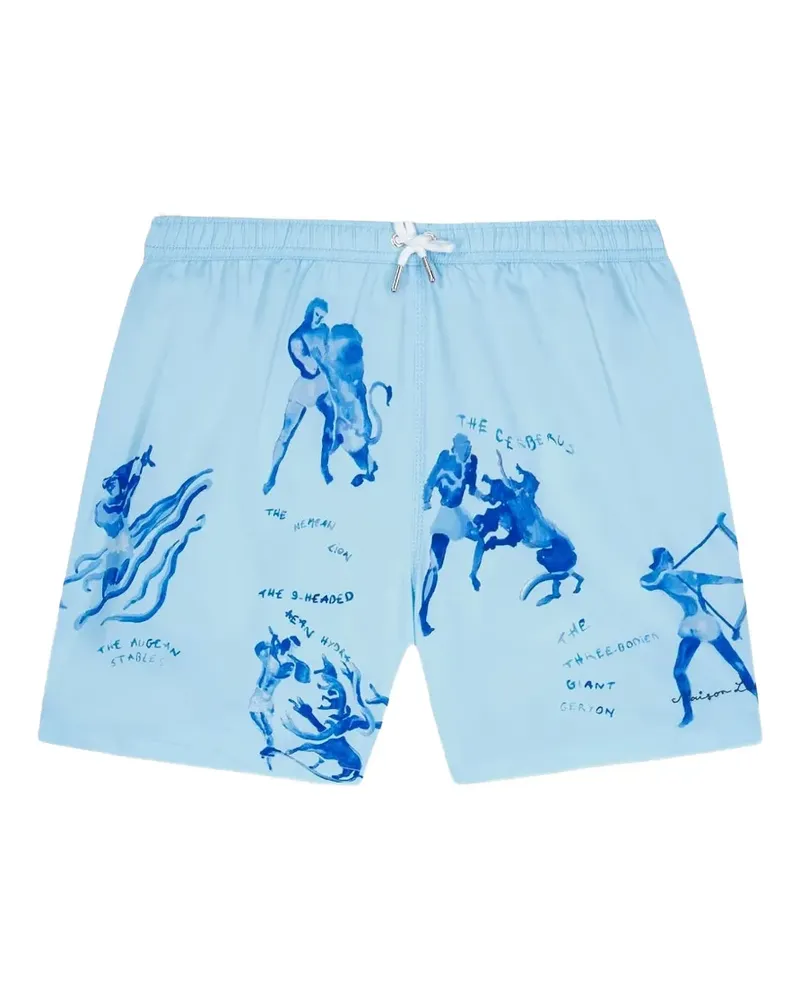 Maison Labiche Ulysse Badeshorts mit Print - Blau Blau
