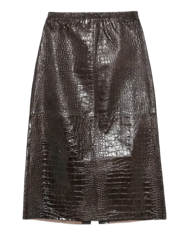 ALYSI croc-effect leather midi skirt - Braun Braun