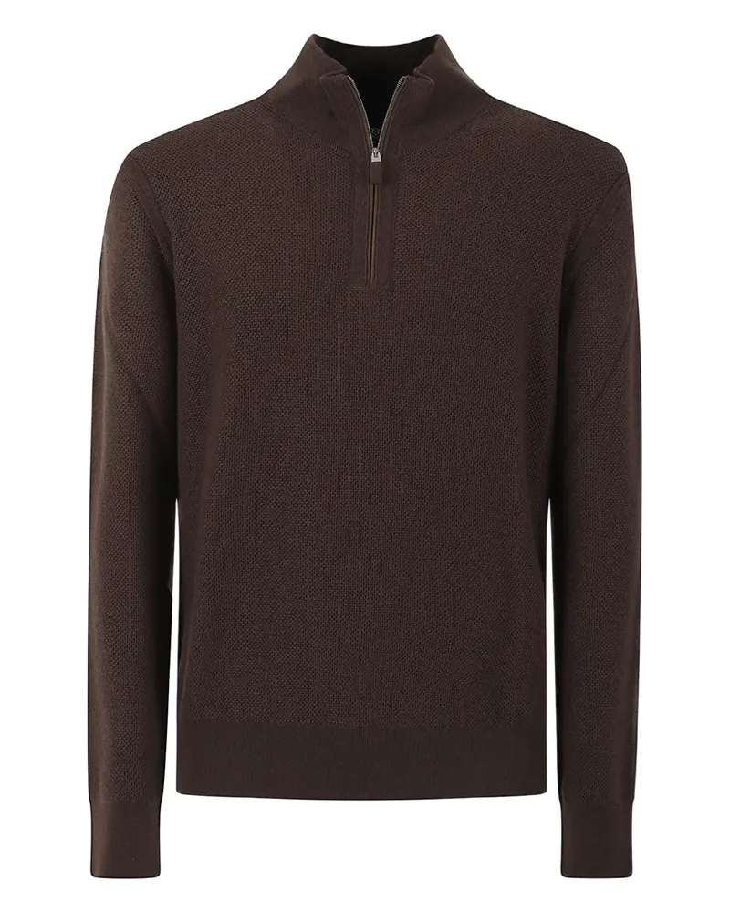 Ermenegildo Zegna Strukturierter Strick mit Reißverschluss - Braun Braun