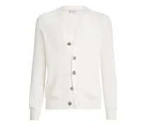 Gerippter English Cardigan mit Raglanärmeln - Weiß