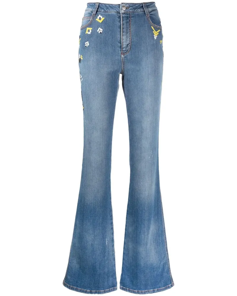 Ermanno Scervino Bestickte Schlagjeans - Blau Blau