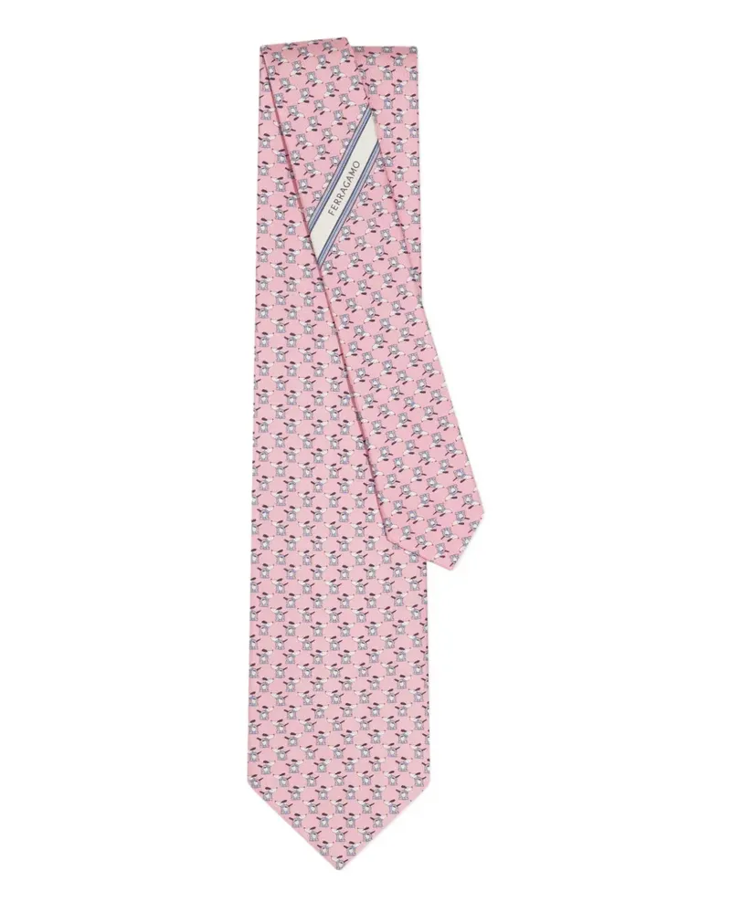 Ferragamo Gemusterte Seidenkrawatte - Rosa Rosa