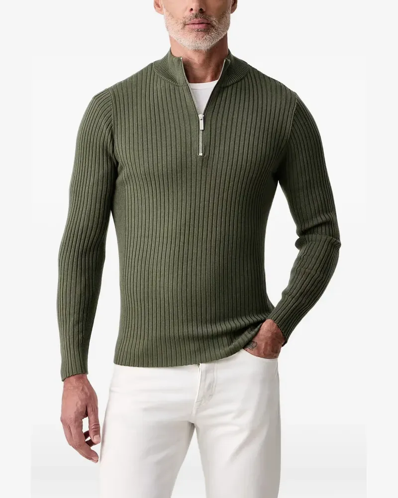 Karl Lagerfeld Gerippter Pullover mit kurzem Reißverschluss - Grün Grün