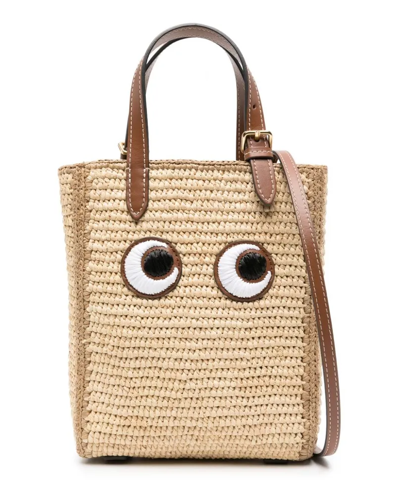 Anya Hindmarch Shopper aus Bast mit Augen-Stickerei - Nude Nude