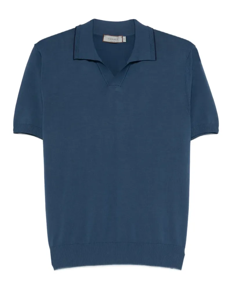 Canali T-Shirt mit V-Ausschnitt - Blau Blau