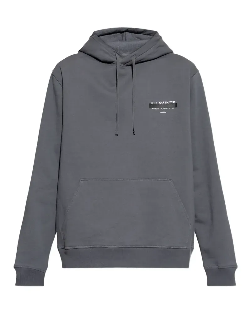 AllSaints logo-print drawstring hoodie - Blau Blau