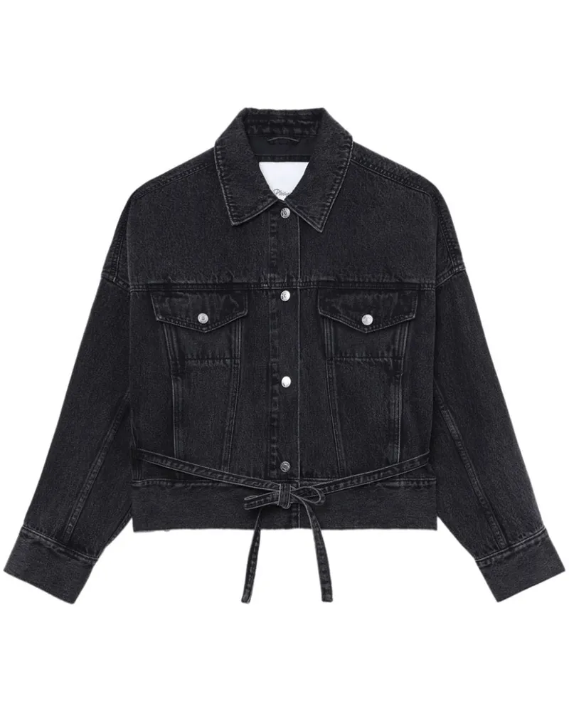 3.1 phillip lim Geknöpfte Jeansjacke mit Gürtel - Schwarz Schwarz