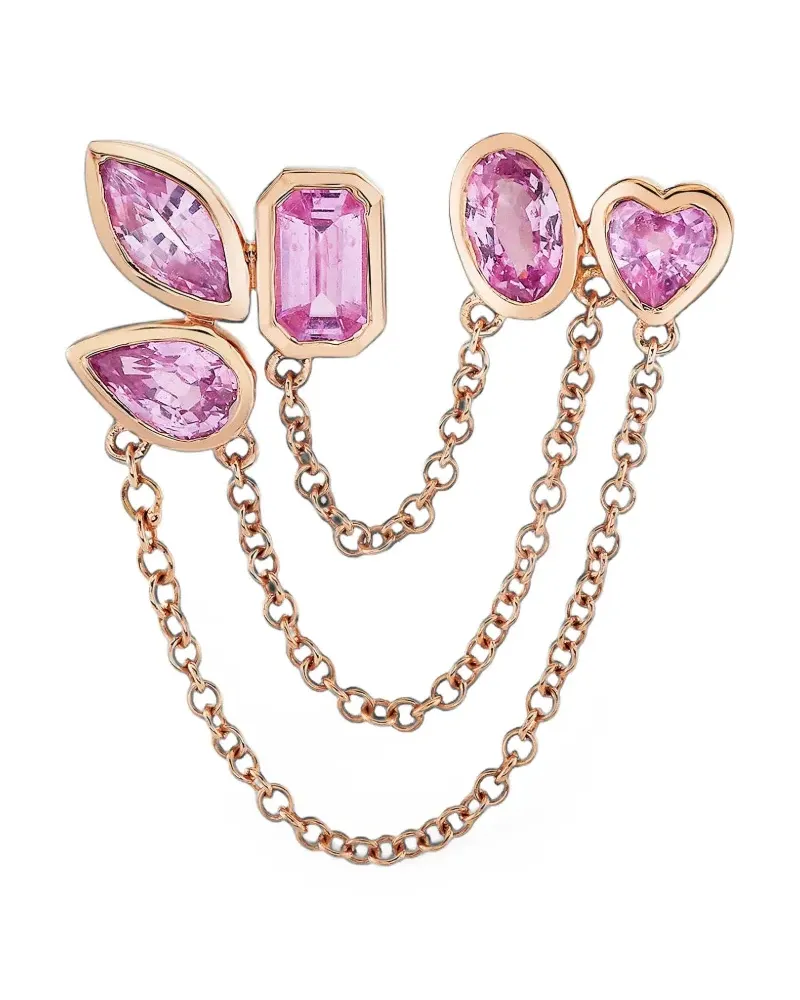 SHAY pink sapphire chain link stud earring - Rosa Rosa