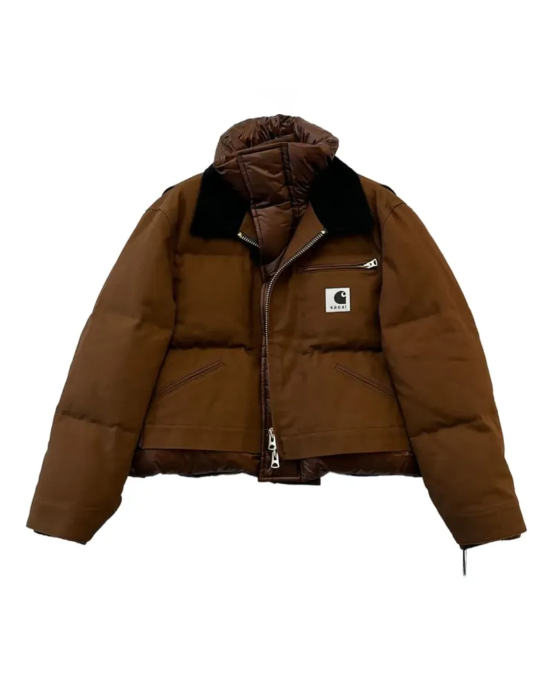 Sacai x Carhartt WIP Steppjacke mit Kragen - Braun Braun