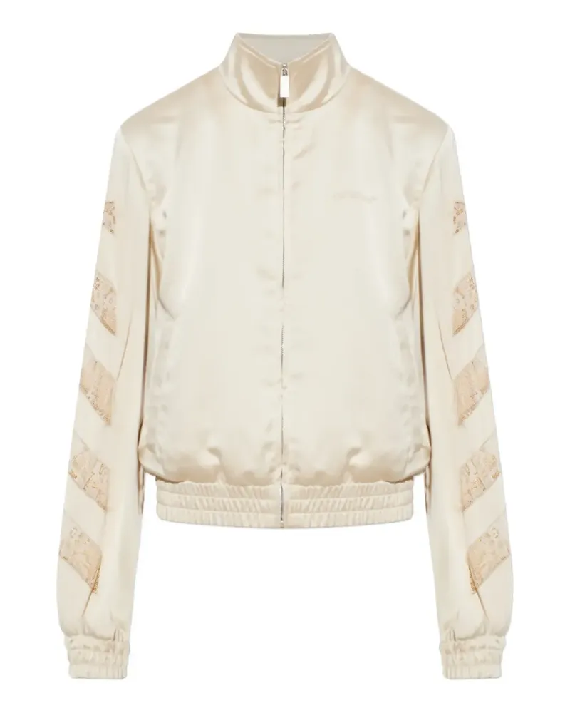OFF-WHITE lace-insert satin bomber jacket - Nude Nude