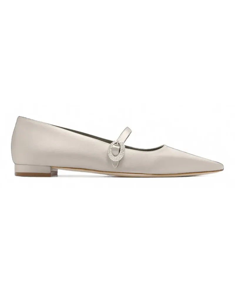 Manolo Blahnik Auluspla crystal-buckle ballet flats - Grau Grau
