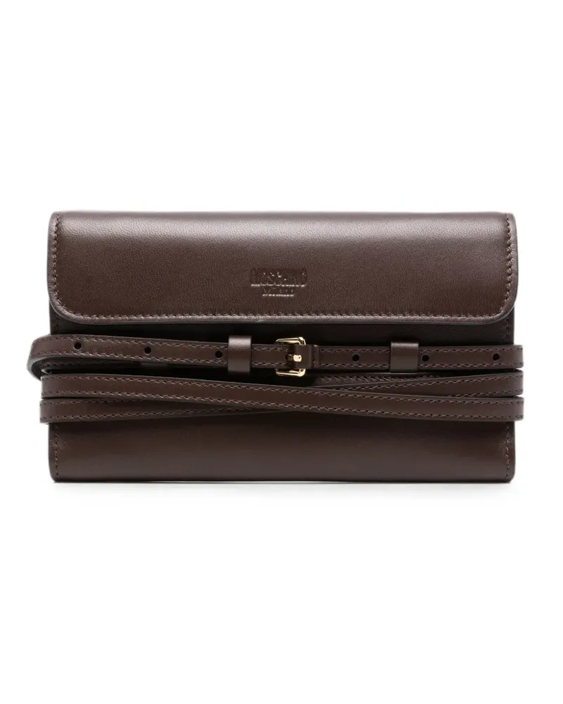 Moschino buckle-detail chain-strap wallet - Braun Braun
