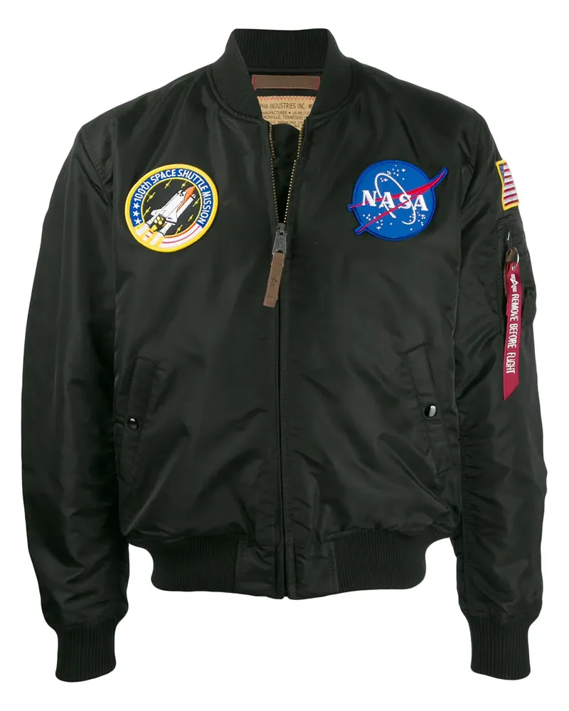Alpha Industries NASA' Satin-Bomberjacke - Schwarz Schwarz