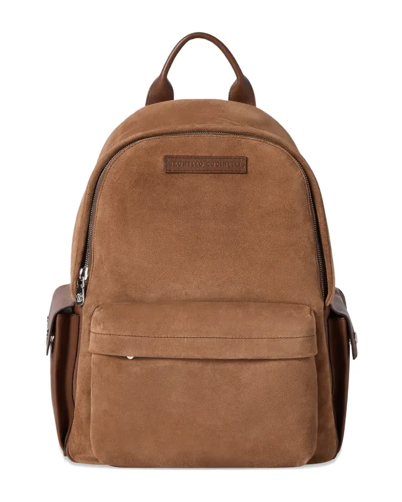 Brunello Cucinelli Rucksack aus Wildleder und Büffelleder - Nude Nude