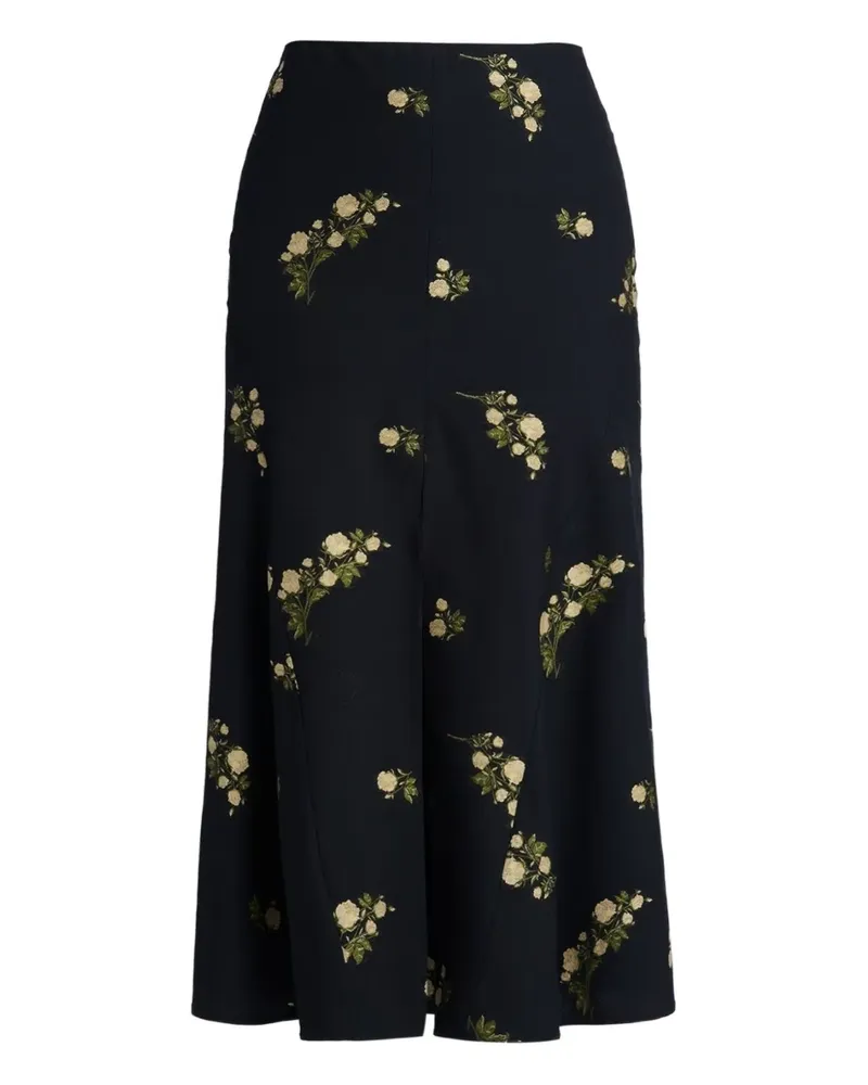 Erdem Midirock mit Blumenmuster - Blau Blau