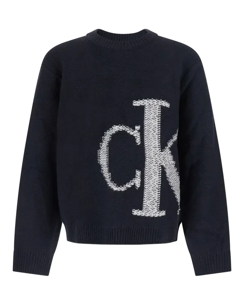 Calvin Klein Pullover mit Logo-Intarsie - Blau Blau