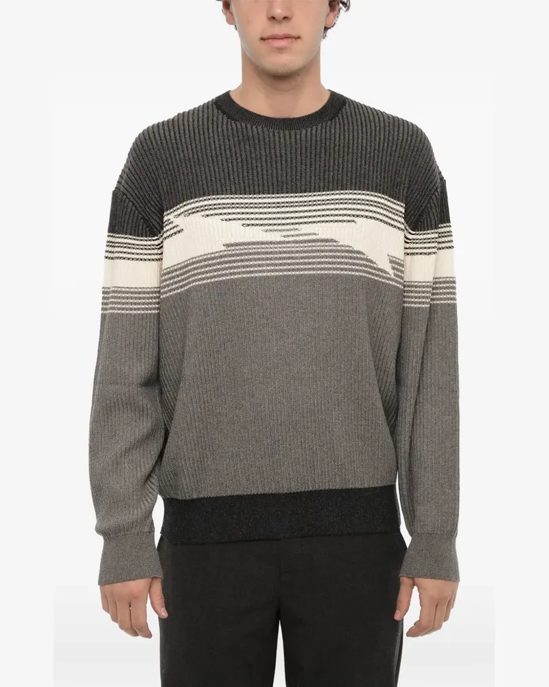 Neil Barrett ribbed-knit panelled sweater - Grau Grau