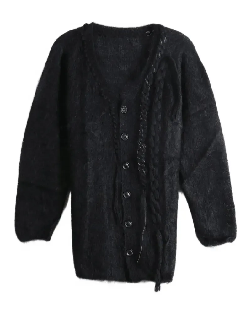 Yohji Yamamoto Cardigan mit Zopfmuster - Schwarz Schwarz