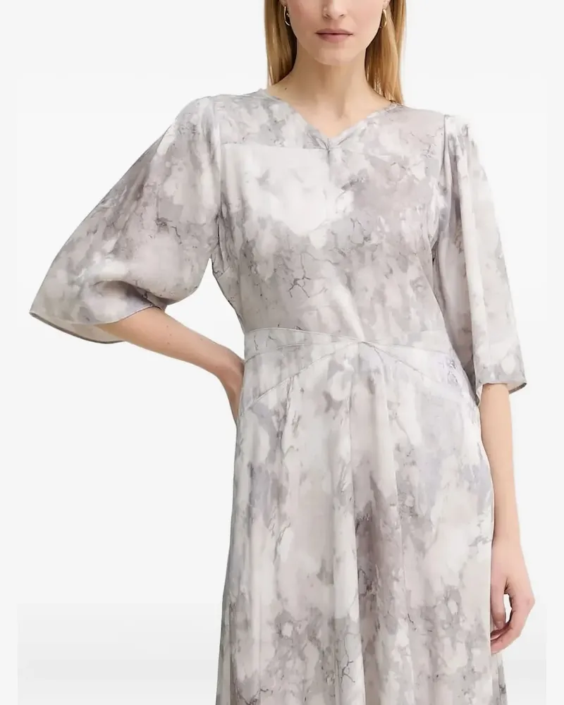 Gestuz Puffärmel-Midikleid mit Marmor-Print - Grau Grau
