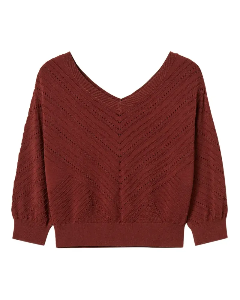 Twin-Set Oberteil aus Pointelle-Strick - Rot Rot