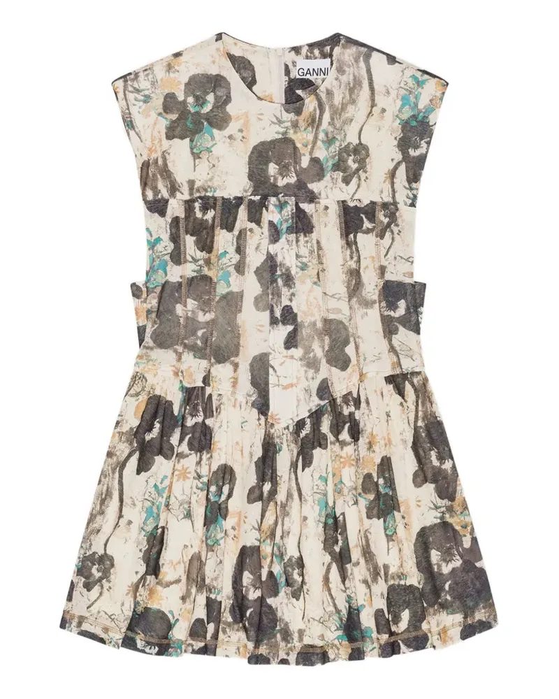 Ganni Kleid mit Blumen-Print - Nude Nude
