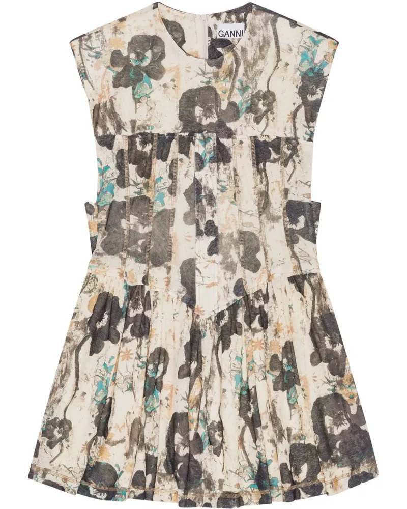 Ganni Kleid mit Blumen-Print - Nude Nude