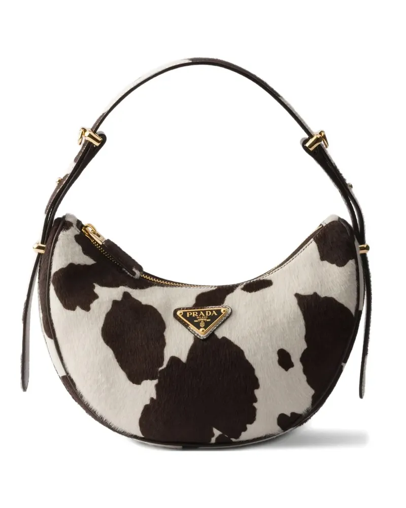 Prada mini Arqué printed leather shoulder bag - Weiß Weiß