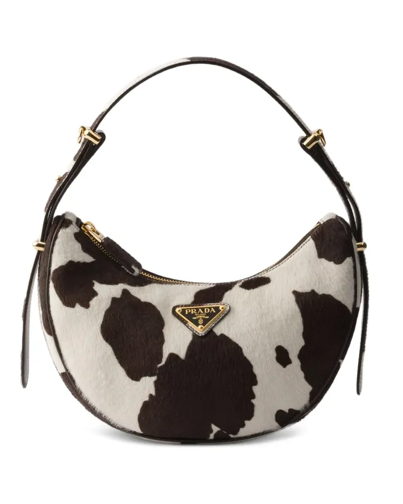 Prada mini Arqué printed leather shoulder bag - Weiß Weiß