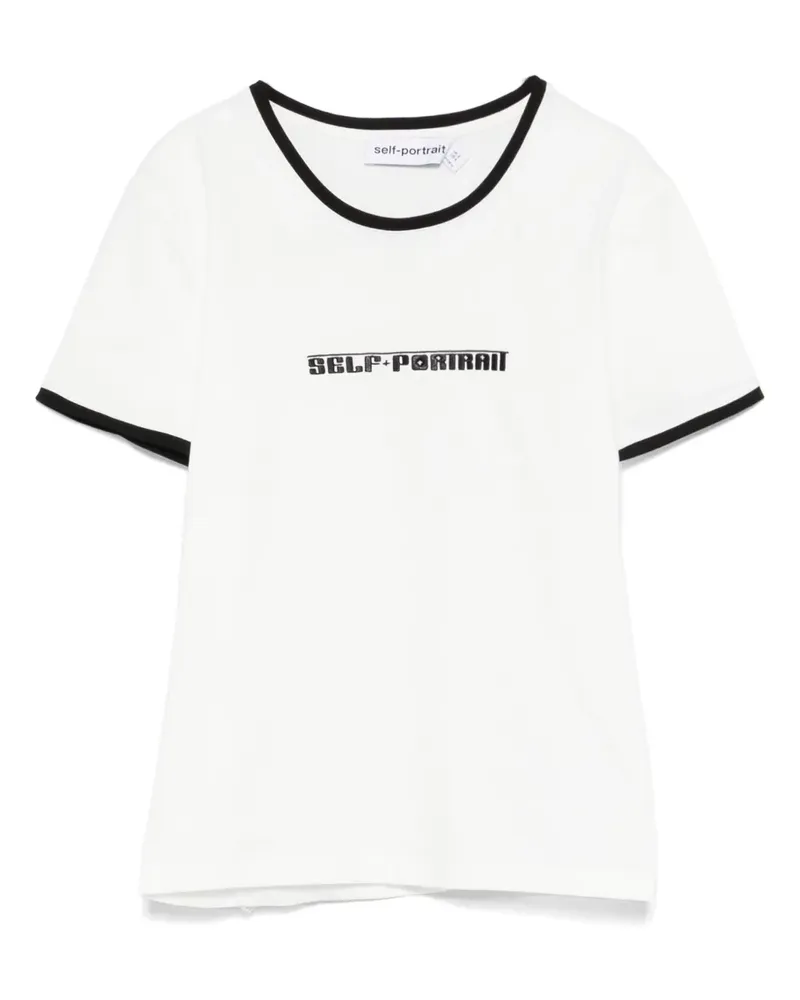 Self-Portrait T-Shirt aus Jersey - Weiß Weiß