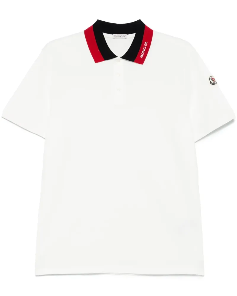 Moncler Piqué-Poloshirt mit Logo-Stickerei - Weiß Weiß