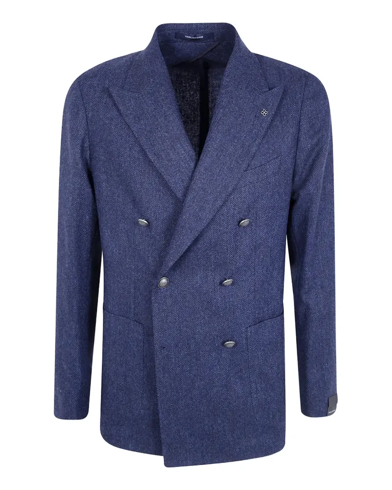 Tagliatore Doppelreihiger Montecarlo Blazer mit Fischgrätenmuster - Blau Blau