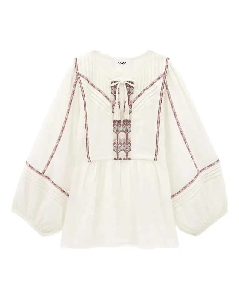ba&sh Bestickte Poeme Bluse mit Quasten - Weiß Weiß