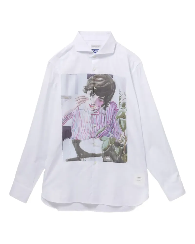 Junya Watanabe x Guy Rover graphic-print long-sleeve shirt - Weiß Weiß