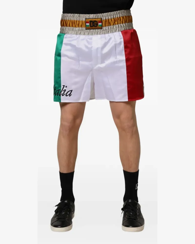 Dolce & Gabbana Italia Shorts mit Logo-Stickerei - Weiß Weiß