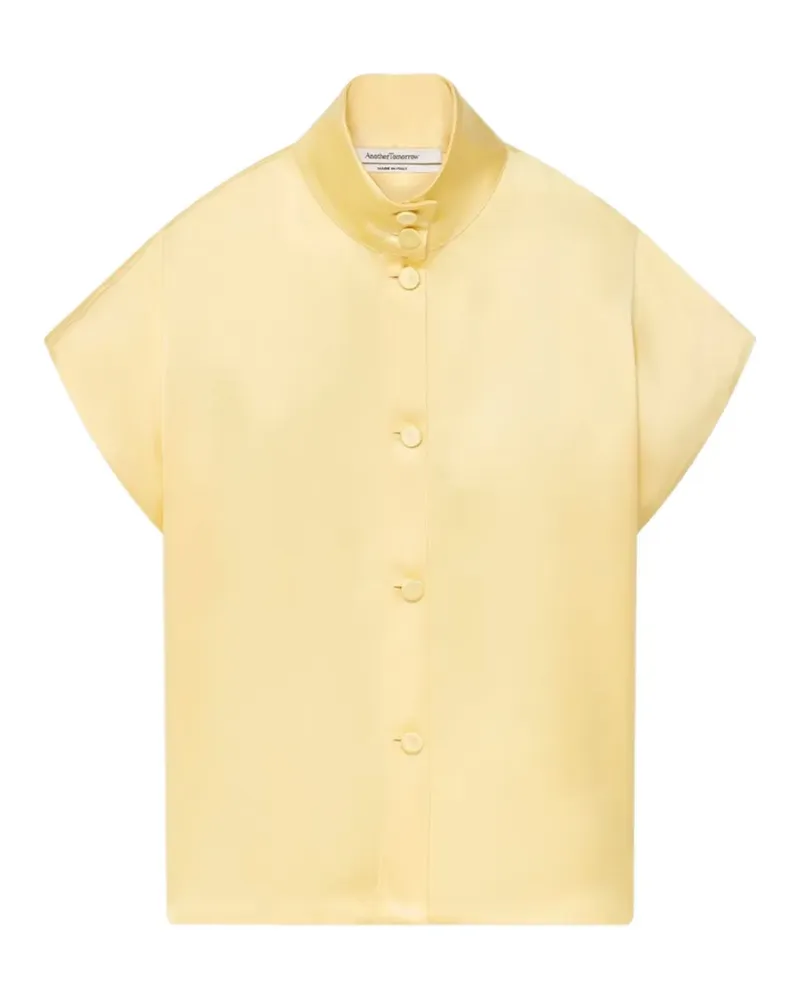 Another Tomorrow mock-neck buttoned top - Gelb Gelb