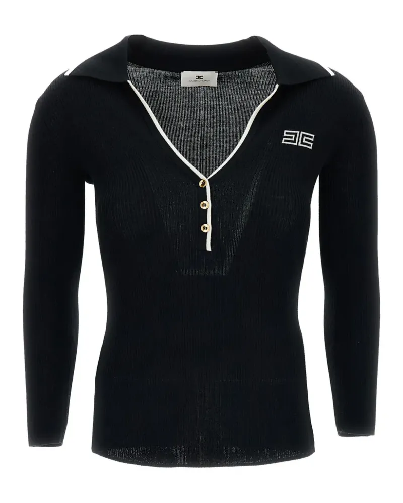 Elisabetta Franchi logo-plaque ribbed-knit sweater - Schwarz Schwarz