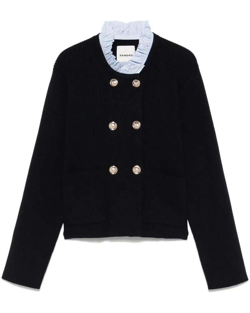 Sandro Gerippter Cardigan - Blau Blau