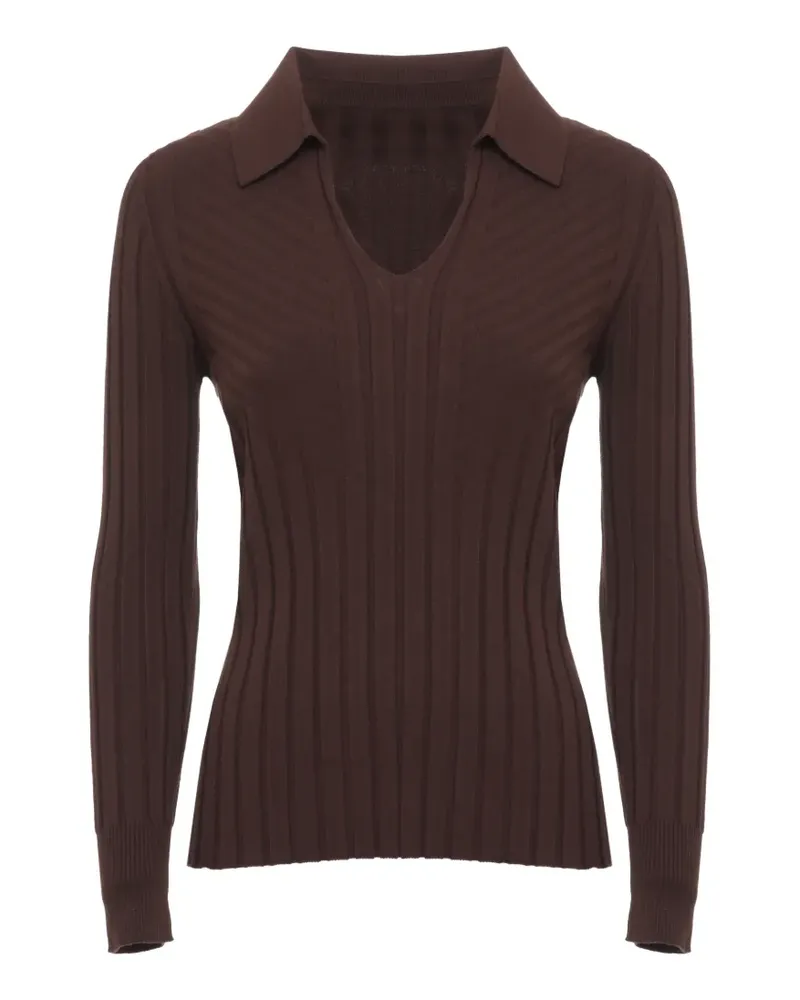 D.EXTERIOR ribbed-knit V-neck sweater - Braun Braun