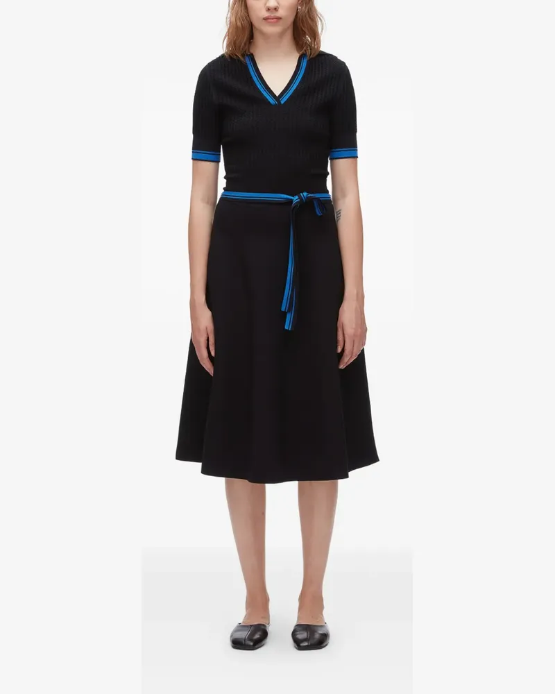 3.1 phillip lim textured rib polo midi dress - Schwarz Schwarz