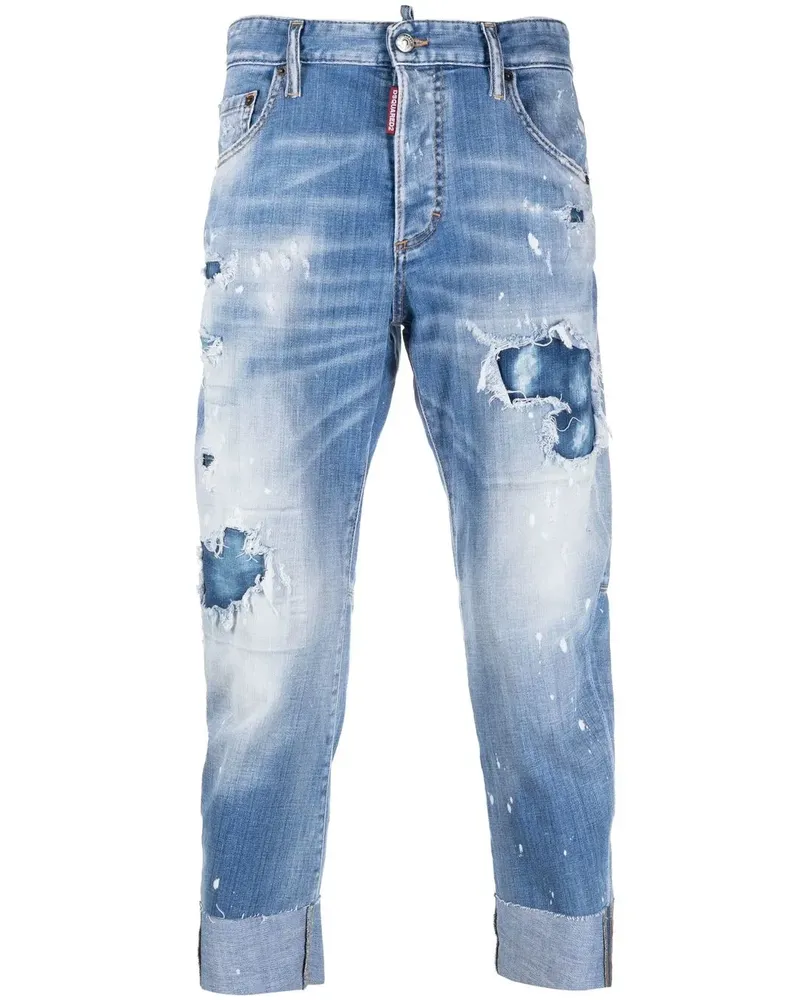 Dsquared2 Cropped-Jeans im Distressed-Look - Blau Blau